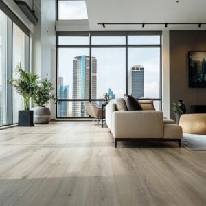 Modern multi-family apartment featuring durable Luxury Vinyl Tile flooring in a stylish living area